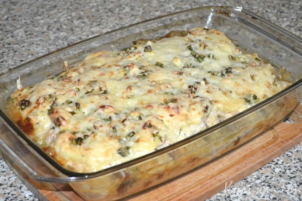 Запеченная картошка с фаршем и грибами в духовке, рецепт